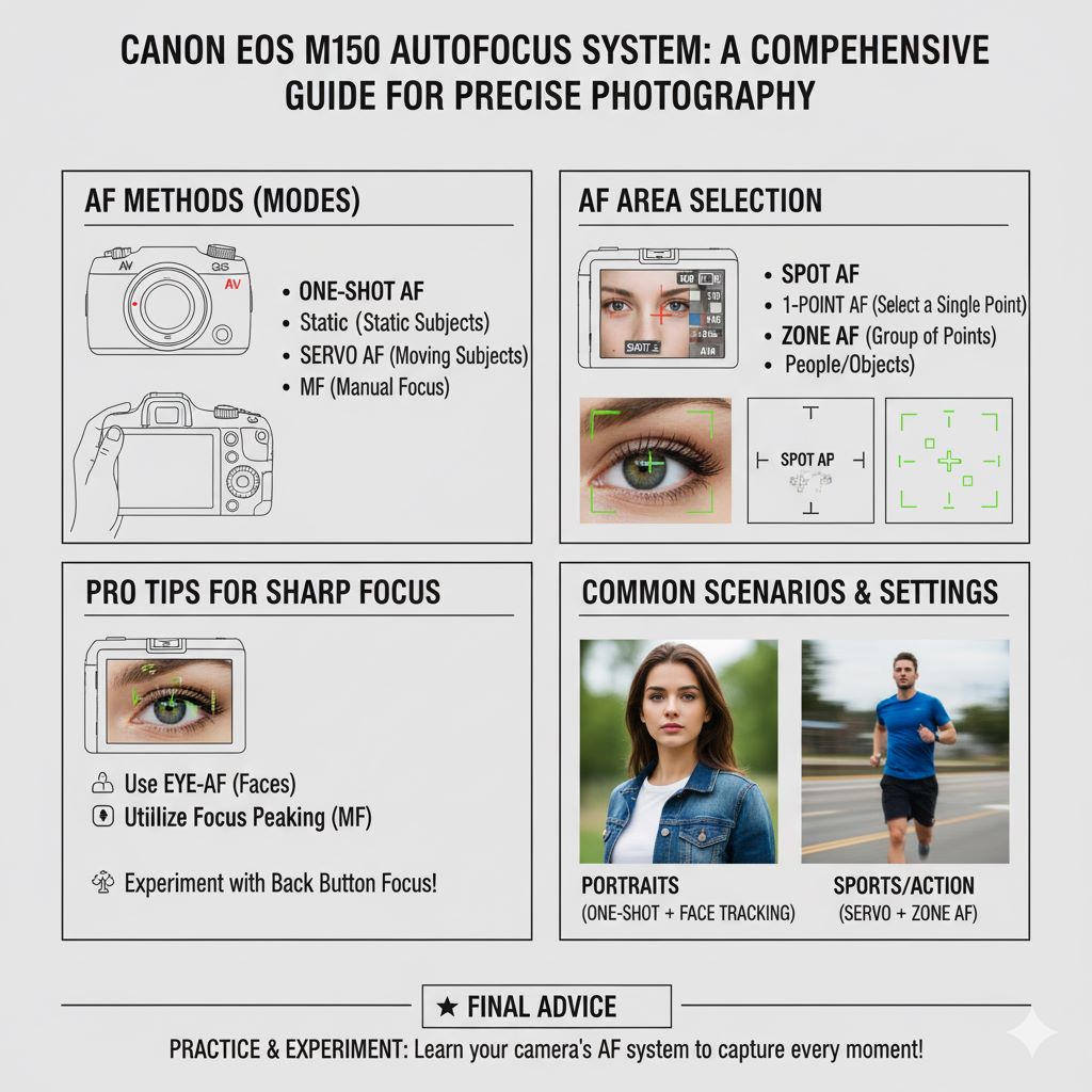 ​​فوکوس خودکار در دوربین Canon EOS M50: راهنمای جامع و حرفه‌ای برای عکاسی دقیق