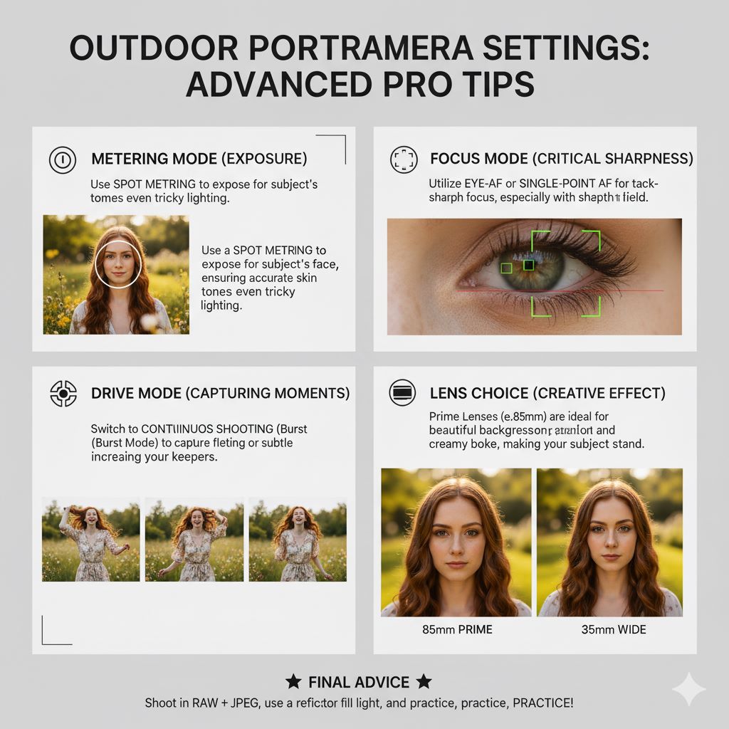 نکات حرفهای تکمیلی برای تنظیمات دوربین برای پرتره بیرونی