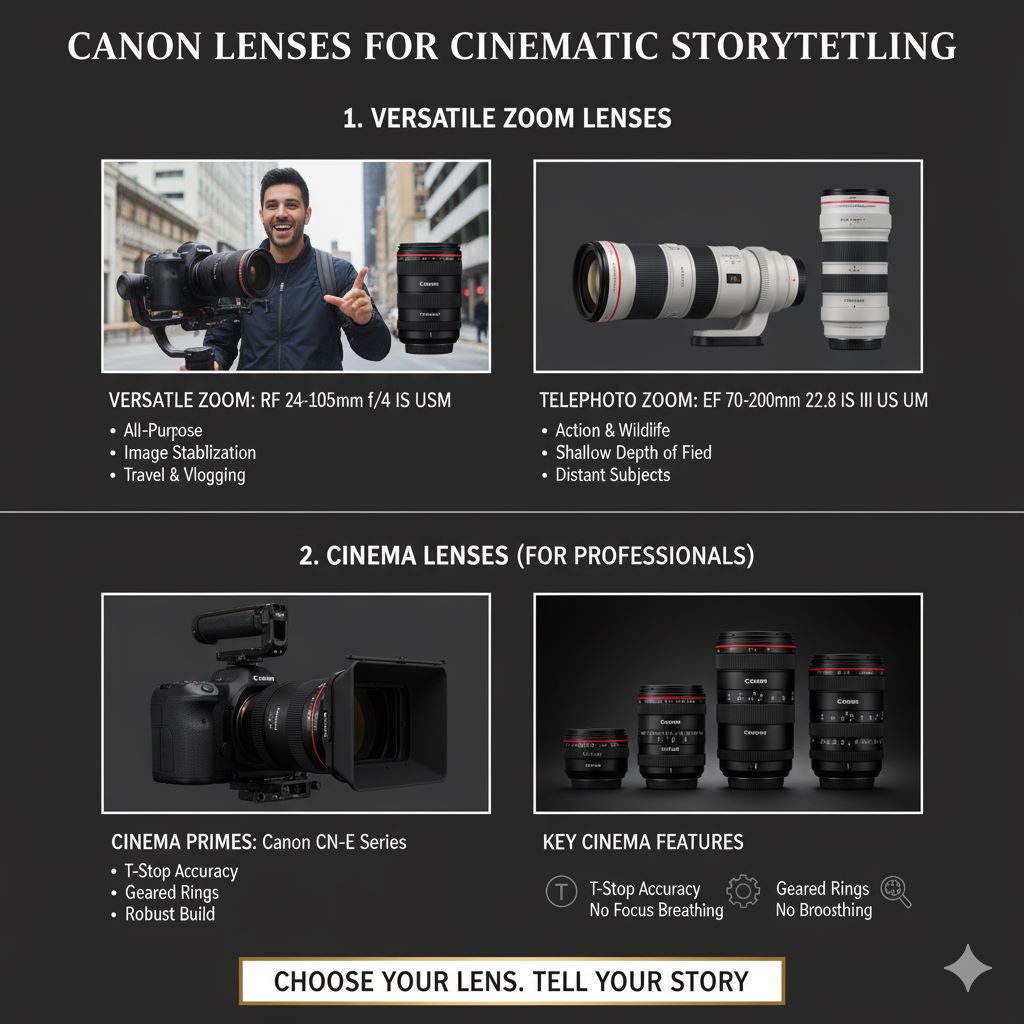 لنزهای مناسب فیلمسازی با دوربین کانن