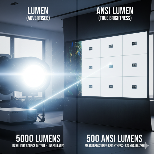 چطور روشنایی واقعی (ANSI Lumen) پروژکتور را با عدد تبلیغاتی مقایسه کنیم؟