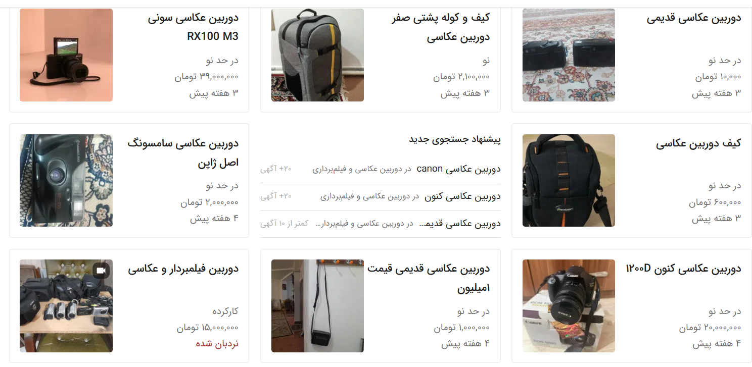 قیمت دوربین در دیوار