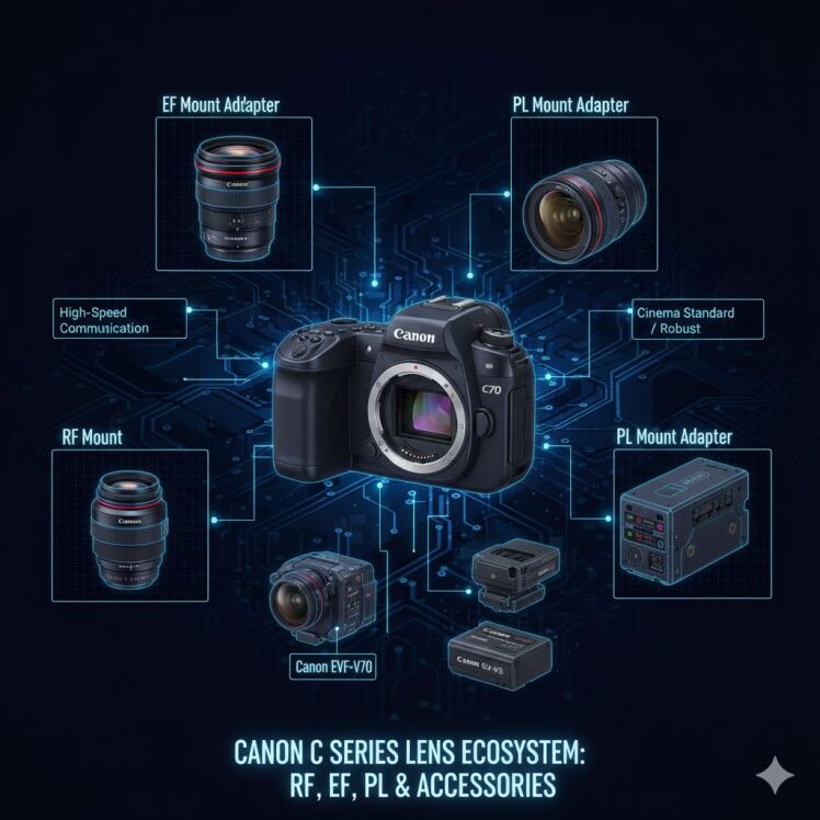اکوسیستم لنزها و سازگاری در سری C Canon: RF، EF، PL و لوازم جانبی