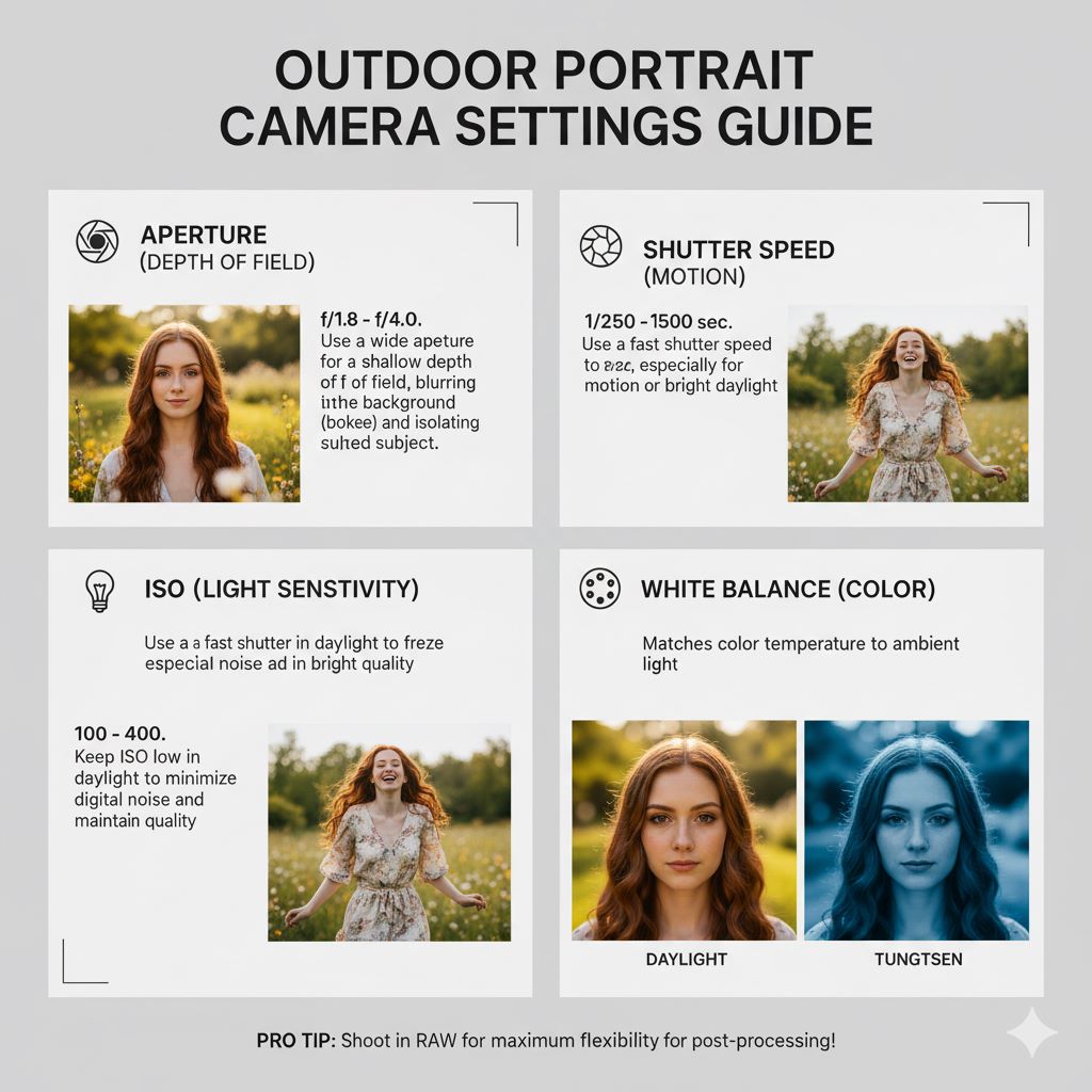 تنظیمات دوربین برای پرترههای بیرونی: راهنمای کامل و تخصصی