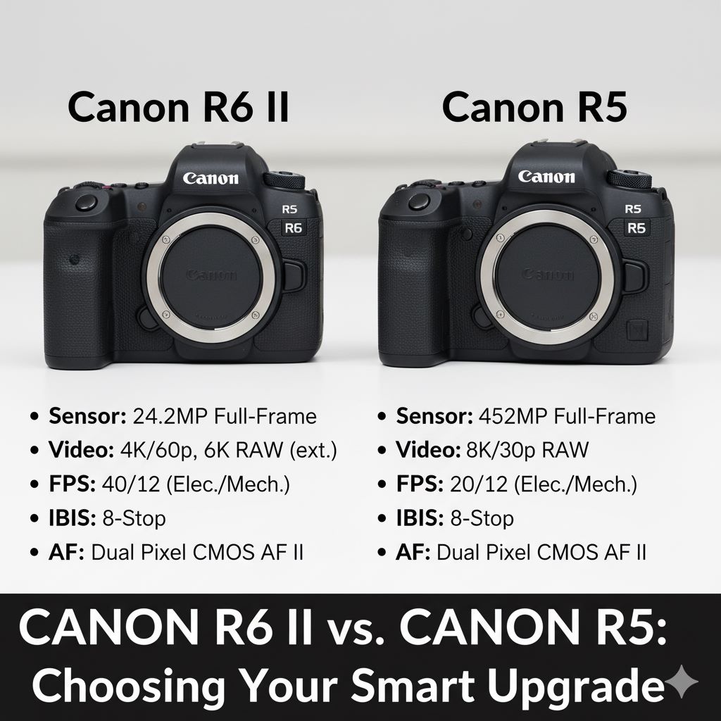 Canon R6 II یا Canon R5؟ بررسی تفاوتها برای خرید هوشمندانه