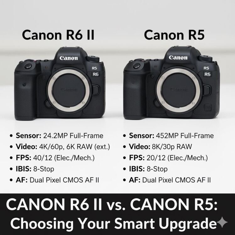 Canon R6 II و یا Canon R5؟ بررسی تفاوت‌ها برای خرید هوشمندانه